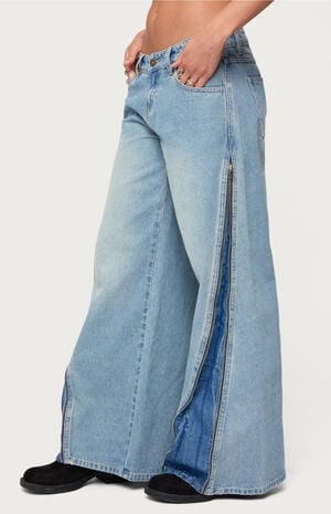 Zippered Washed Wide Leg Jeans image number 2