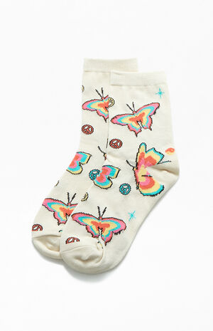 Trippy Butterfly Crew Socks image number 1