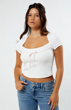 Sabrina Tie Front Square Neck Top image number 2