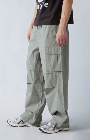 Olive Canvas Parachute Pants image number 3