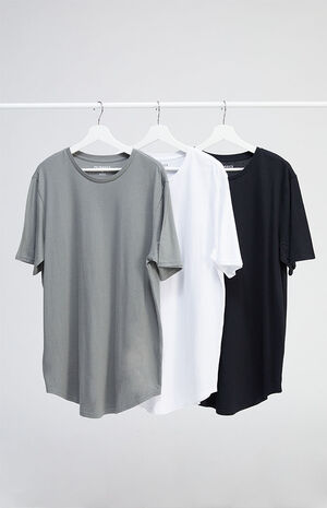 3 Pack Black White & Gray Scallop T-Shirts image number 1