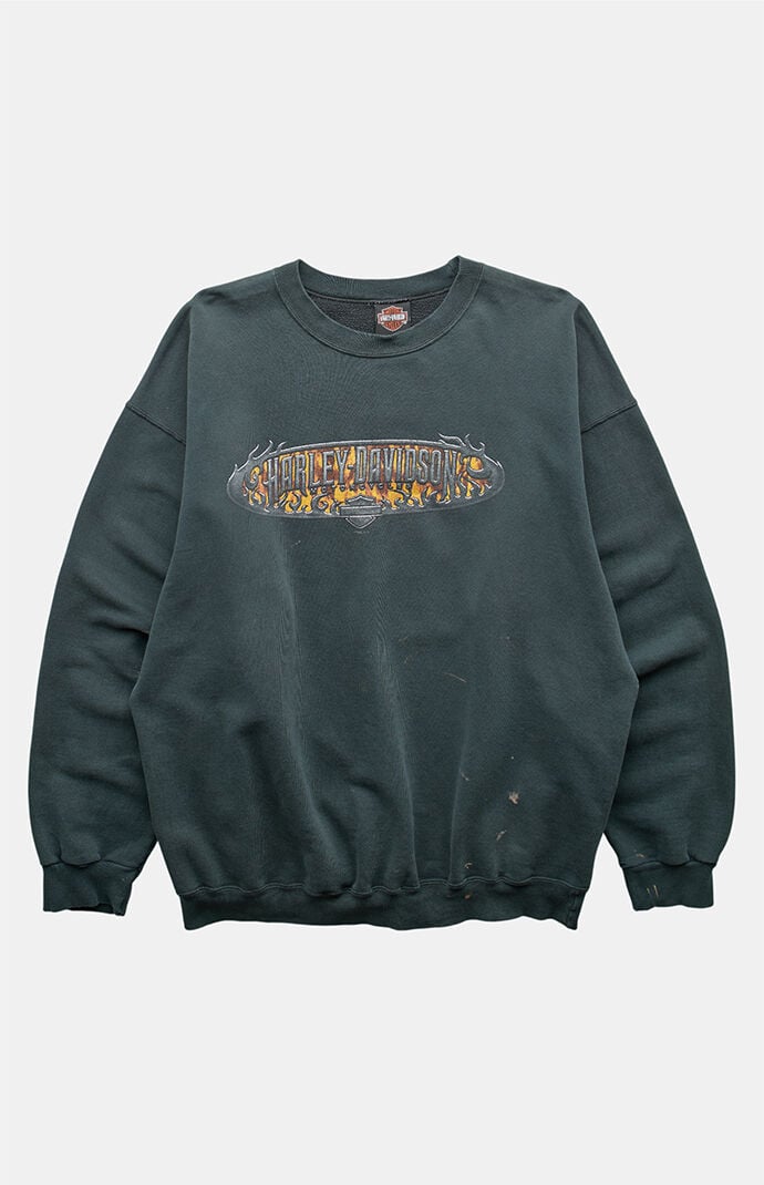 PS VINTAGE 2000s Harley Davidson Green Crew Neck Sweatshirt