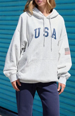 Silver Christy USA Oversized Hoodie image number 1