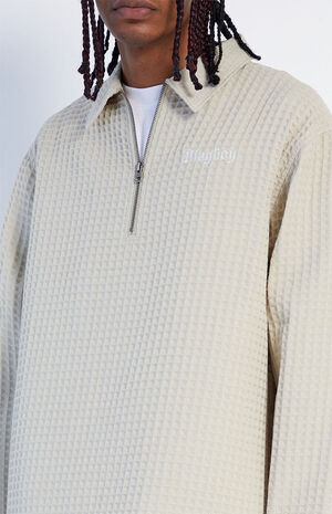 By PacSun Waffle Weave Half Zip Sweatshirt image number 2