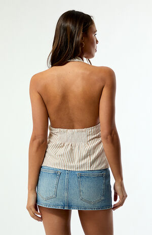 Striped Louise Tie Front Halter Top image number 3