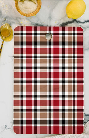 Red Plaid Rectangle Cutting Board image number 2