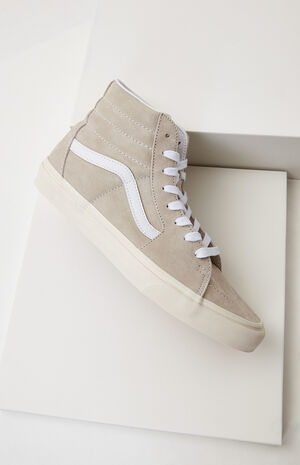 Oatmeal UA Sk8-HI Pig Suede Shoes image number 1