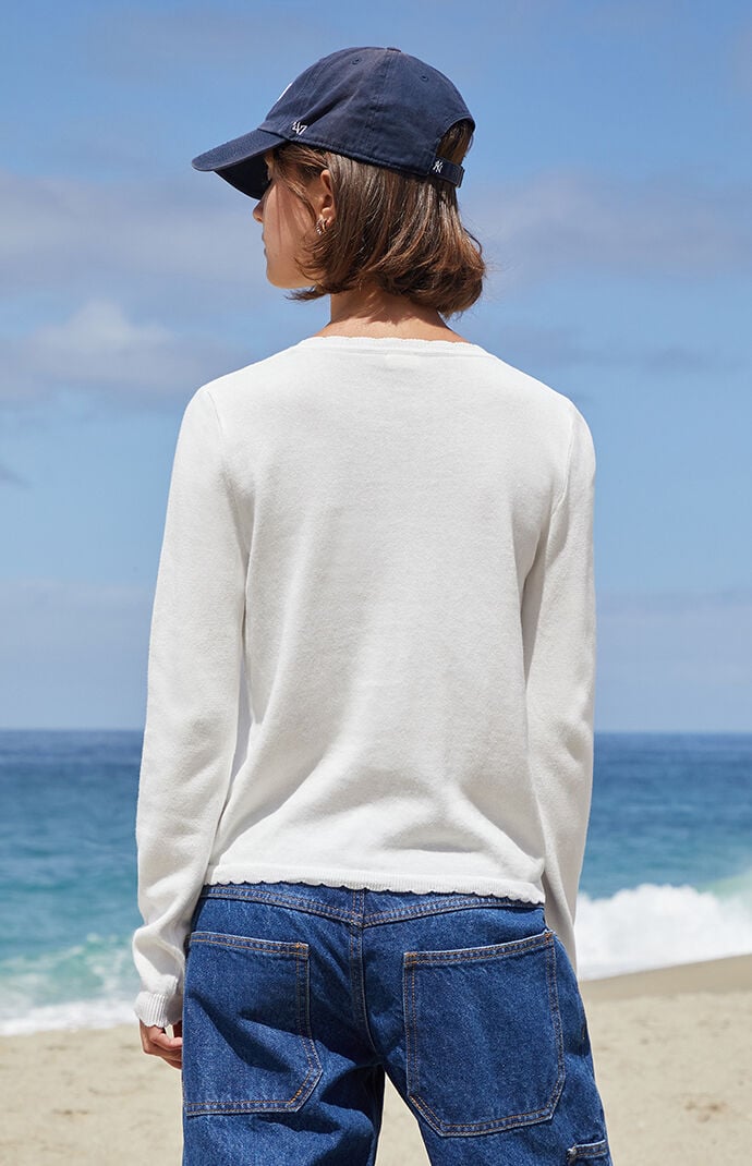 John Galt White Zoe Scalloped Cardigan