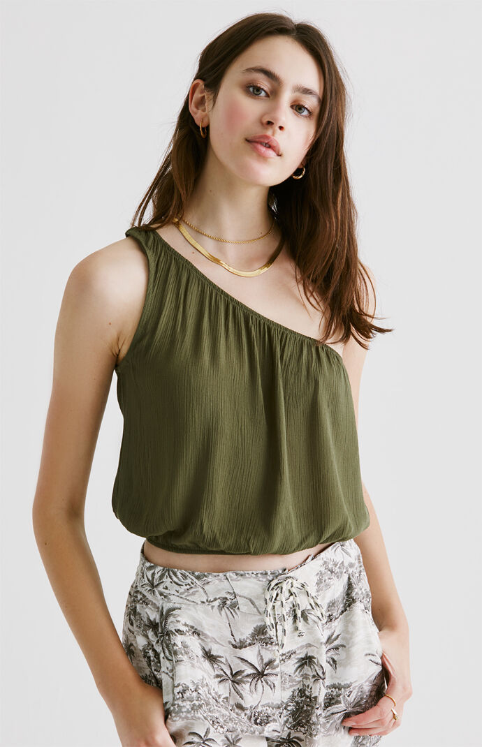 Bubble Hem One Shoulder Top