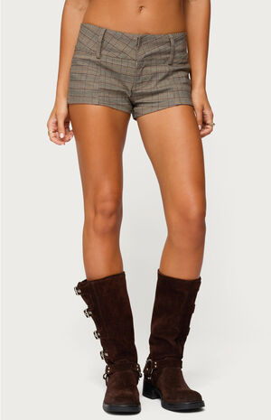 Ayvey Plaid Tailored Micro Shorts image number 1