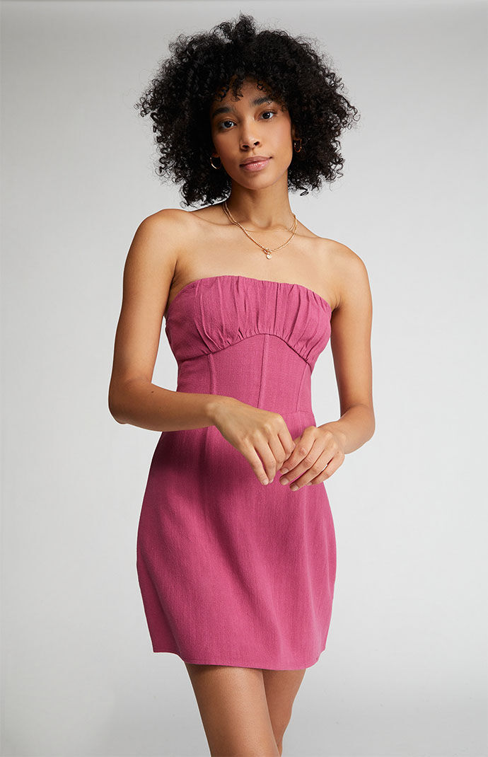 LA Hearts Strapless Corset Dress PacSun