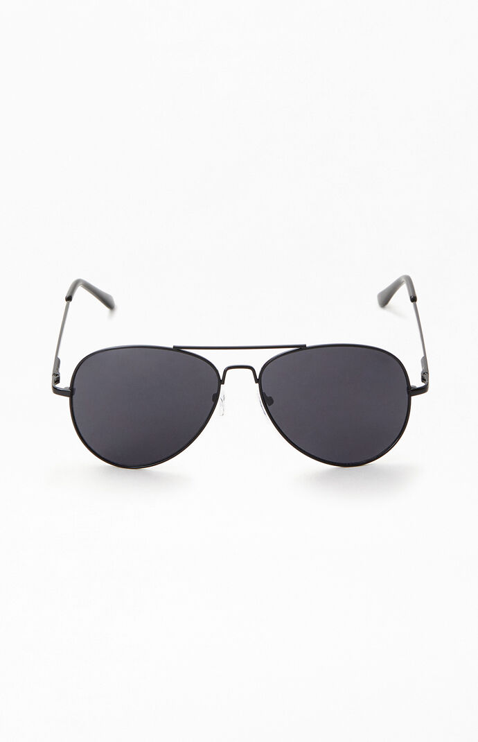 Black Metal Aviator Sunglasses