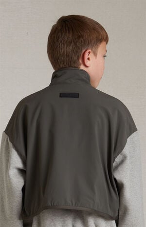 Kids Dark Heather Oatmeal Ink Nylon Fleece Mock Neck Sweatshirt image number 5