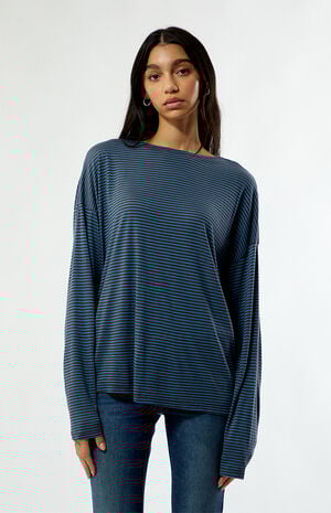 Kasey Striped Cozy Oversized Long Sleeve Top image number 2