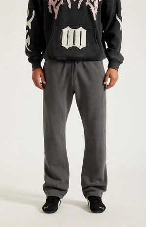 Washed Black Straight Leg Sweatpants image number 2