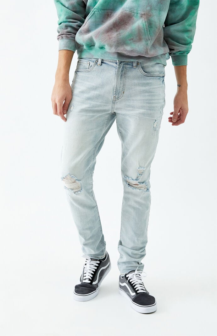 Pacsun stacked skinny ripped light jeans sale
