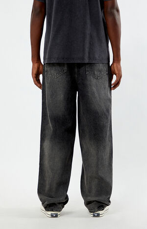 Black Acid Wash Carpenter Extreme Baggy Jeans image number 4