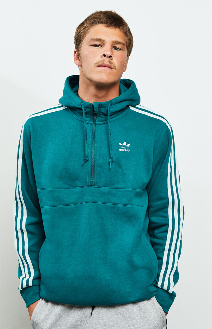 adidas 3-Stripe Quarter Zip Hooded 