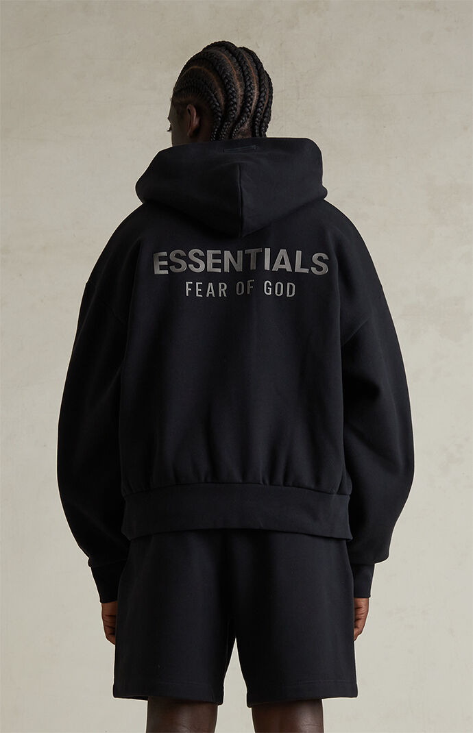 Fear of God ESSENTIALS Jet Black Classic Fleece Zip Up