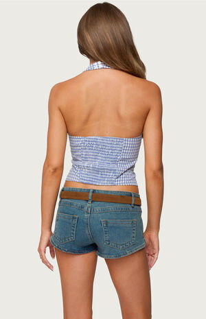 Evan Gingham Button Up Halter Top image number 3