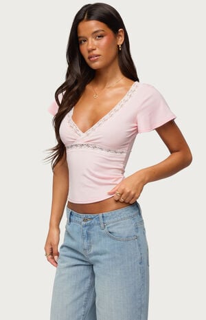 Yvetta Lacey Flutter Sleeve Top image number 2