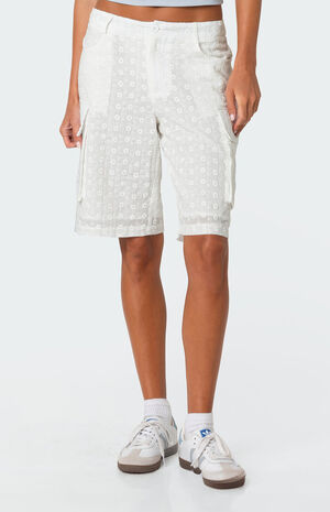 Eyelet Cargo Bermuda Shorts image number 2