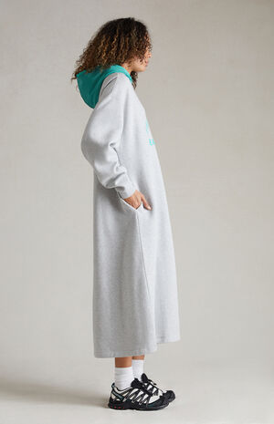 Fear of God Essentials Women's Light Heather Grey Mint Leaf Nylon Fleece  Hooded Dress | Pacsun