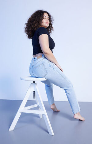 Light Blue Curve Straight Leg Jeans image number 6