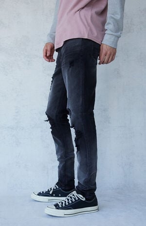 Black Washed Stacked Skinny Jeans image number 2