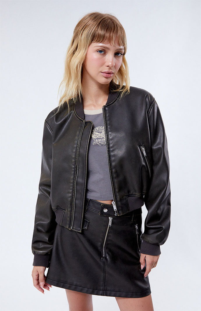 Kendall Kylie Faux Leather Cropped Jacket PacSun