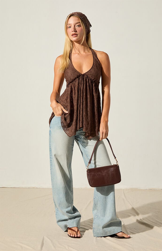 Beverly and Beck Ivy Lace Halter Tunic Top