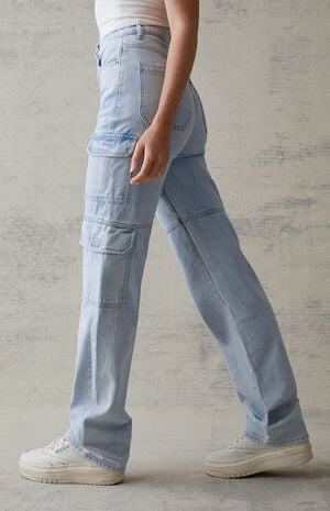 Light Blue Cargo '90s Boyfriend Jeans image number 3