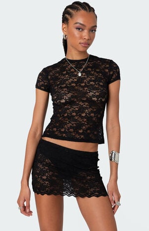 Kaori Sheer Lace T-Shirt image number 1