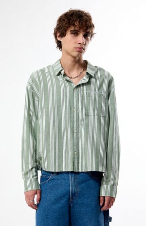 Light Green Striped Hutton Long Sleeve Shirt image number 1