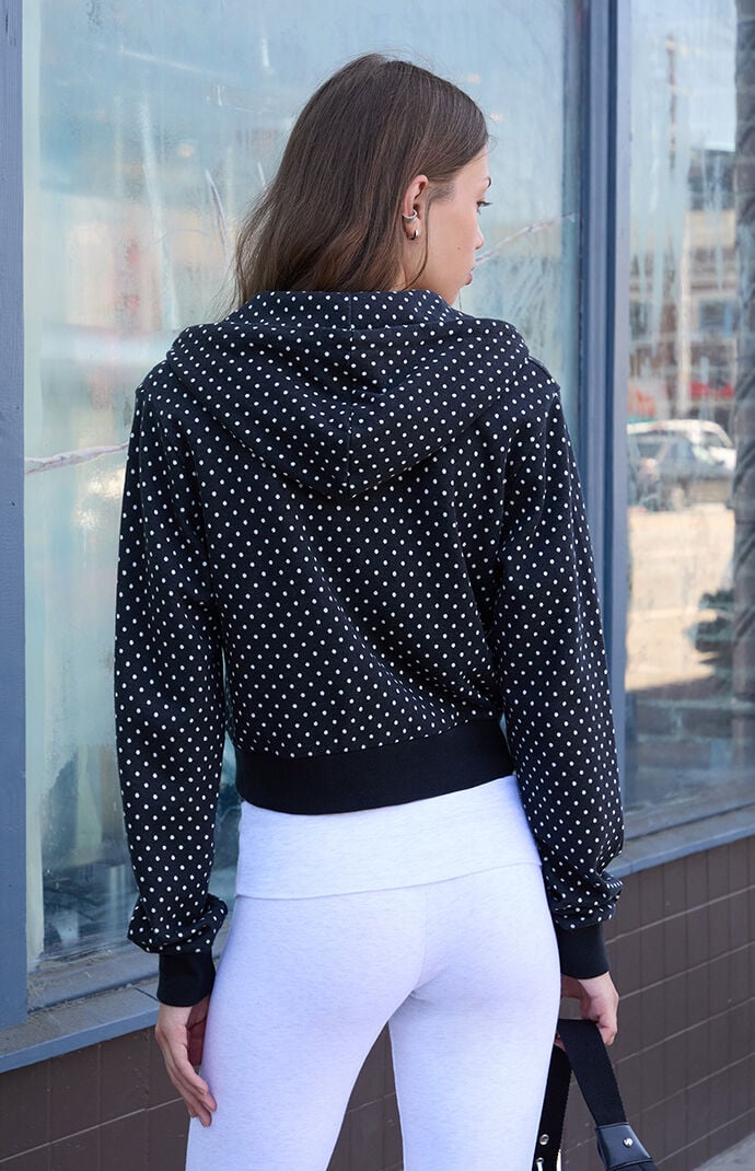 John Galt Crystal Polka Dot Zip Up Hoodie