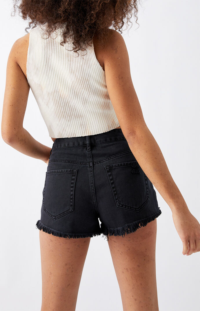 PacSun Black Distressed High Waisted Denim Festival Shorts PacSun