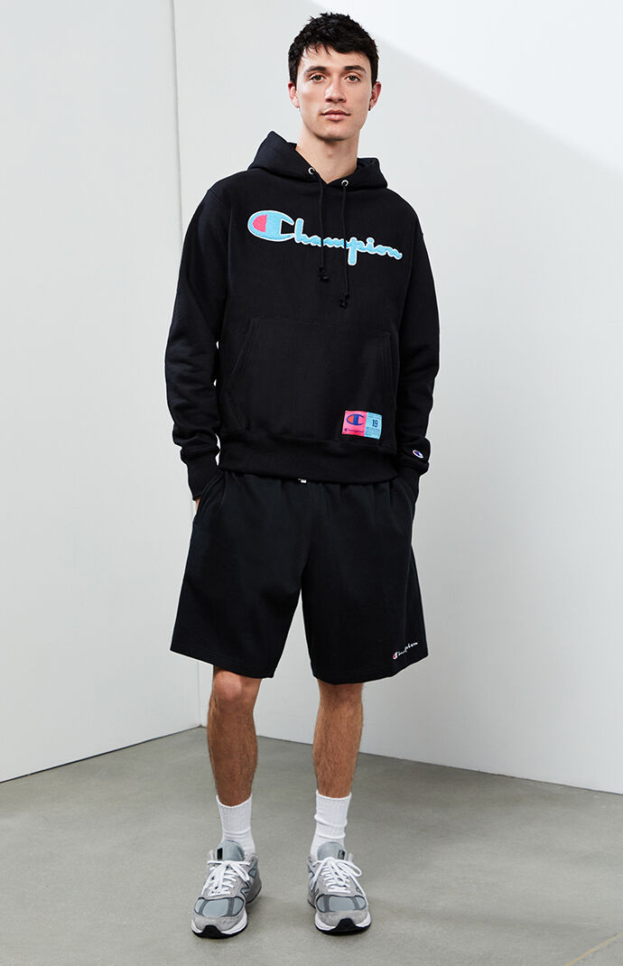 champion small script jersey active shorts