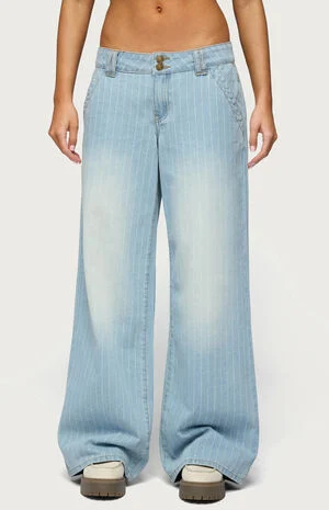 Cory Striped Low Rise Baggy Jeans image number 1