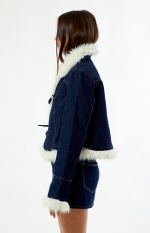 Iris Faux Fur Trim Denim Jacket image number 3