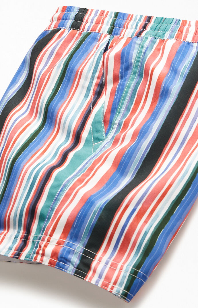 Multi-Color Striped 15" Swim Trunks