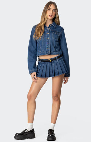 Zenia Denim Pleated Mini Skort image number 1