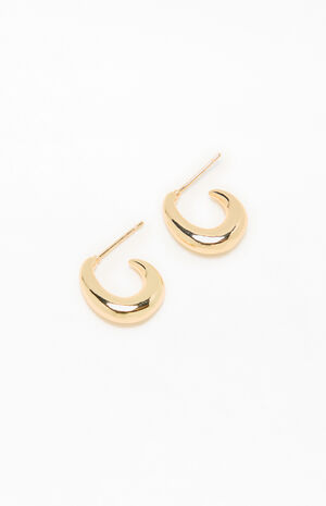 14K Gold Plated Curved Hoop Earrings image number 3