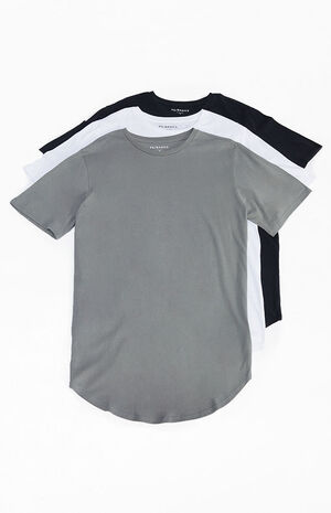 3 Pack Black White & Gray Scallop T-Shirts image number 2