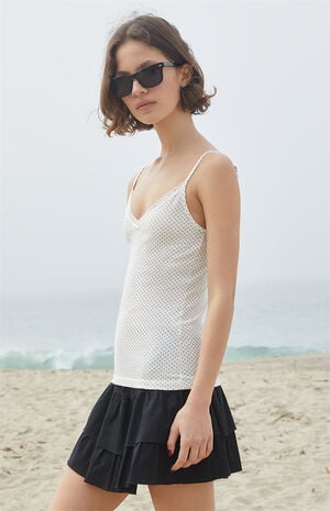 White & Black Polka Dot Nicolette Tank Top image number 2