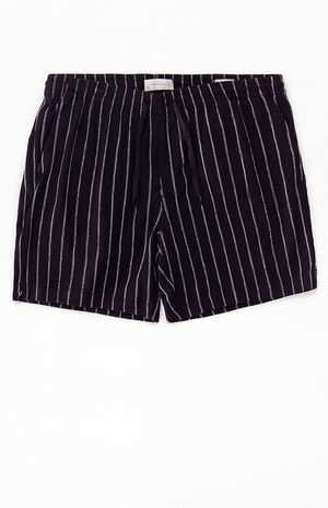 Black Stripe Linen Shorts image number 1