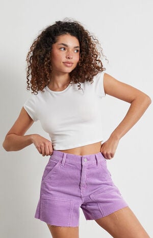 Orchid Corduroy Cutoff Workwear Shorts image number 2