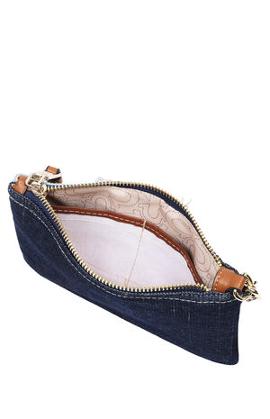 Frayed Panel Denim Pouch Wristlet image number 7