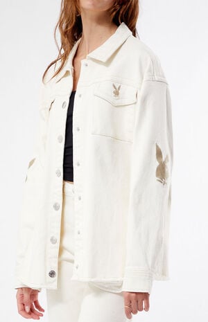 x Playboy Embroidered Oversized Trucker Jacket image number 3