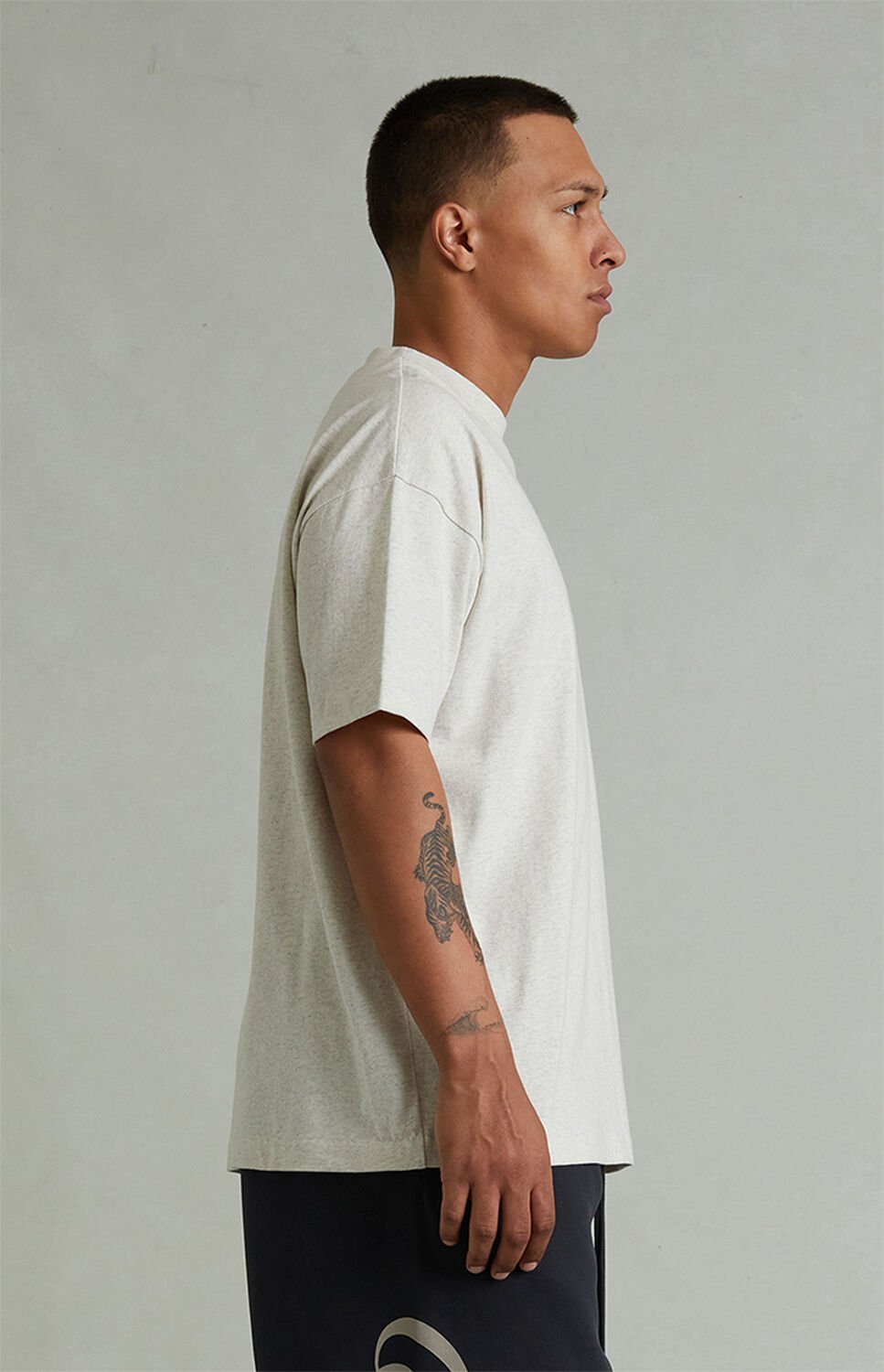 Fear of God ESSENTIALS Heather Oatmeal Classic Short Sleeve T-Shirt thumbnail 3