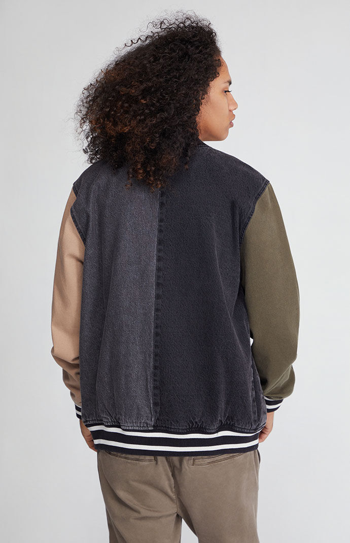 PacSun Color Blocked Denim Varsity Jacket PacSun